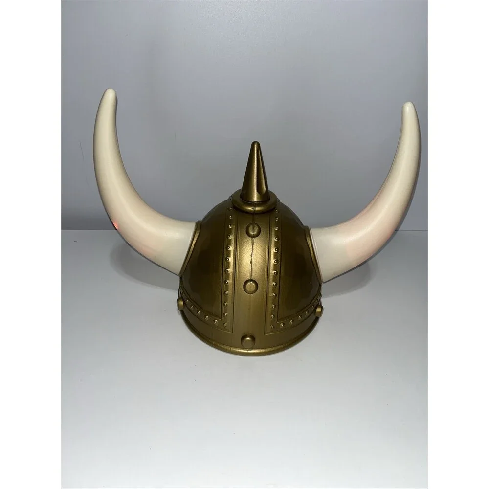 Adult Gold Medieval Viking Helmet with Light Up Horns Barbarian Costume Prop